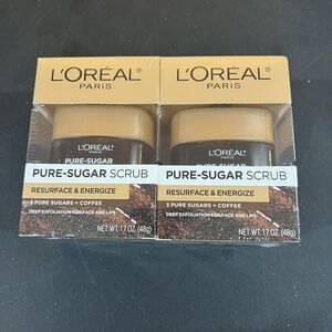 2 bottles L’Oreal Pure Sugar Scrub 3 Pure Sugars + Coffee Resurface and energize